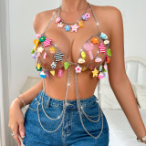 Multi-Color Accessories Halter Neck Strap Body Chain Top