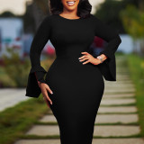 Women's Autumn Fashion Chic Elegant Africa Plus Size Bodycon Dress