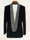 Fashion Low Back Beaded V-Neck Blazer Dress