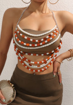 Multi-Layer Pearl Body Chain Beach Holidays Party Chain Halter Neck Accessories