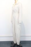Fashion Women Pocket Elastic Slim Waist Zipper Cargo Jumpsuit