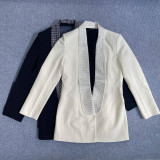Fashion Low Back Beaded V-Neck Blazer Dress