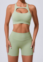 Cross Tank Tight Fitting Yoga Set Elastic High Waist Fitness Wear Women Running Fitness Sportswear