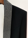 Fashion Low Back Beaded V-Neck Blazer Dress