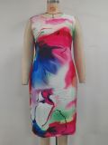 African Plus Size Women's Print Dress Coat Career Two-Piece Set