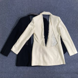 Fashion Low Back Beaded V-Neck Blazer Dress