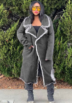 Women's Turndown Collar Ripped Denim Coat Jacket