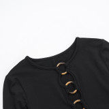 Autumn Women's Fashion Sexy Hollow Slim Long Sleeve Bodycon Dress