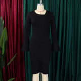 Women's Autumn Fashion Chic Elegant Africa Plus Size Bodycon Dress