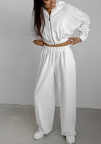 Women Autumn and Winter White Casual knitting velvet Hooded Long Sleeve Top and Pants Two Piece Set Women Autumn and Winter White Casual knitting velvet Hooded Long Sleeve Top and Pants Two Piece Set