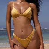Solid Color Bikini Swimsuit