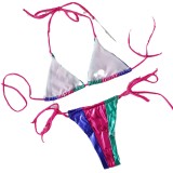 Sexy Patchwork Lace-Up Bikini Two-Piece Women's Holidays Beach Swimsuit