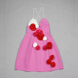 Pearl Strap Flower Sexy Short Bandage Sexy Dress