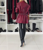 Autumn And Winter Long Sleeve Faux Leather Career Women Office Jacket