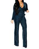 Winter Fashion V-Neck Belt Women's Jumpsuit