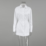 Women Turndown Collar Shirt Dress