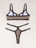 Sexy Low Back Leopard Print Bikini Adjustable Two Pieces Swimsuit