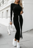 Autumn And Winter Fashion Long Sleeve Solid Color Split Women Two-Piece Skirt Set