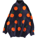Women Fall/Winter Round Neck Sweater Fruit Jacquard Top