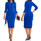 Sexy Fashion Ruffle Solid Color Midi Women's Dress