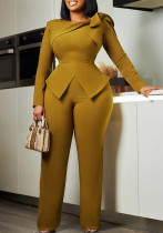Fashion Women's Winter Fashion Chic Solid Color Long-Sleeved Top Pants African Suit Fashion Women's Winter Fashion Chic Solid Color Long-Sleeved Top Pants African Suit
