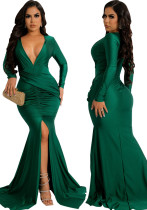 Sexy Fashion Solid Color Nightclub Irregular Wrinkled Dress Sexy Fashion Solid Color Nightclub Irregular Wrinkled Dress