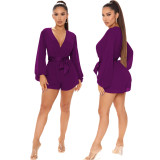 Sexy Fashion Casual V-Neck Belt Women's Jumpsuit