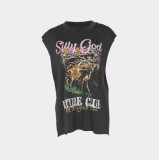 Street Fashion Printed Vest T-Shirt Autumn Loose Plus Size Women's Top