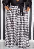 Women's Clothing Autumn And Winter Fashion Houndstooth Plus Size Wide-Leg Pants Women