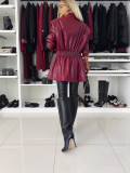 Autumn And Winter Long Sleeve Faux Leather Career Women Office Jacket