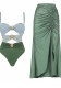 Women Solid Color Patchwork One-Piece Swimsuit