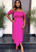 Women Suspender Off Shoulder Sexy Solid Irregular Dress Women Suspender Off Shoulder Sexy Solid Irregular Dress