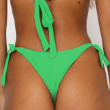 Solid Color Halter Neck Sexy Lace-Up Two Pieces Swimsuit Women Bikini