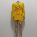 Sexy Fashion Casual V-Neck Belt Women's Jumpsuit