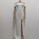 Sexy Fashion Solid Color Off Shoulder Split Dress