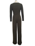 Winter Fashion V-Neck Belt Women's Jumpsuit