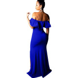 Sexy Fashion Ruffle Off Shoulder Split Dress