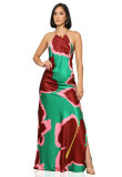 Women printed sexy backless dress