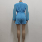 Sexy Fashion Casual V-Neck Belt Women's Jumpsuit