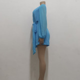 Sexy Fashion Casual V-Neck Belt Women's Jumpsuit