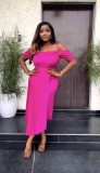 Women Suspender Off Shoulder Sexy Solid Irregular Dress
