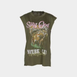 Street Fashion Printed Vest T-Shirt Autumn Loose Plus Size Women's Top