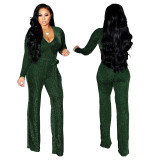 Winter Fashion V-Neck Belt Women's Jumpsuit