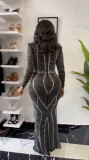 Women Beaded V Neck Sexy Bodycon Dress
