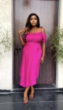 Women Suspender Off Shoulder Sexy Solid Irregular Dress