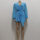 Sexy Fashion Casual V-Neck Belt Women's Jumpsuit