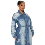 Women Cross Embroidered Denim Jacket