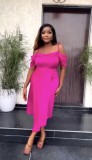 Women Suspender Off Shoulder Sexy Solid Irregular Dress
