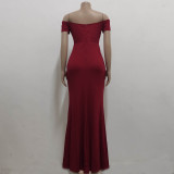 Sexy Fashion Solid Color Off Shoulder Split Dress