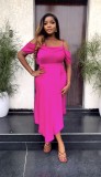 Women Suspender Off Shoulder Sexy Solid Irregular Dress